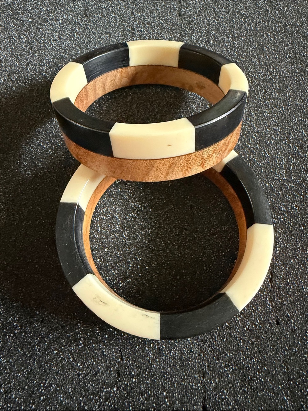 Wood Bohemian Stacking Bangle Bracelet Set of 2